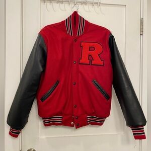 Varsity Red and Black Athletic Letterman Jacket - Rutgers